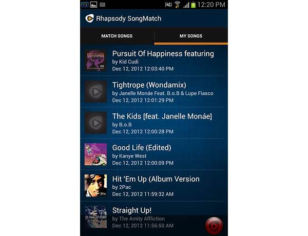 Rhapsody SongMatch for Android - Download the APK from habererciyes